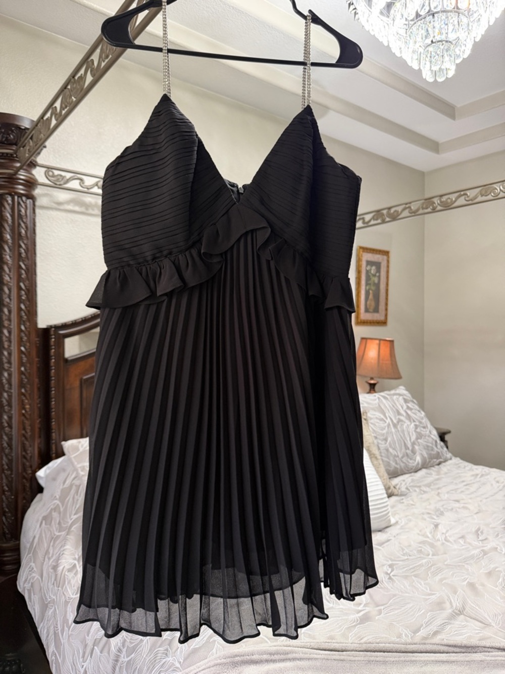 Michael Kors Black Pleated Strapless Evening Dress